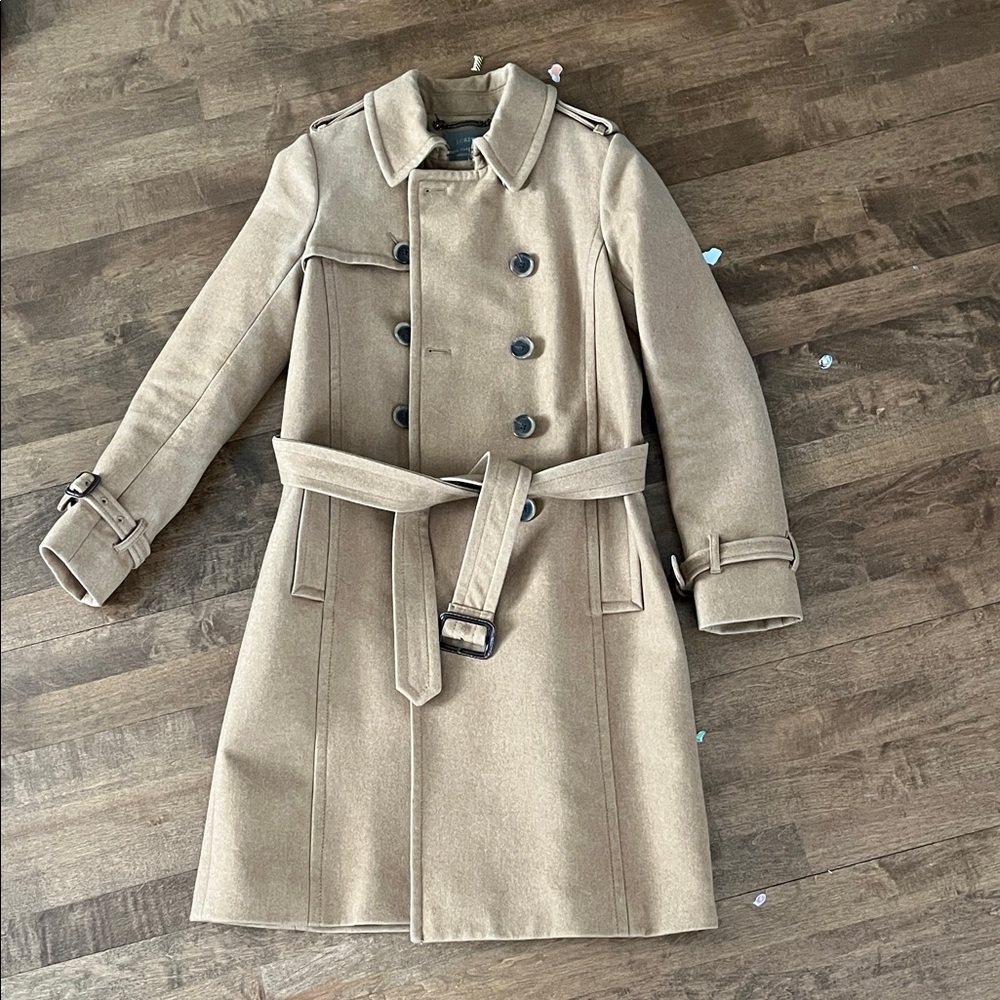 J crew wool cashmere by Nello GoriTan Double-Breasted Trench Coat- XXS